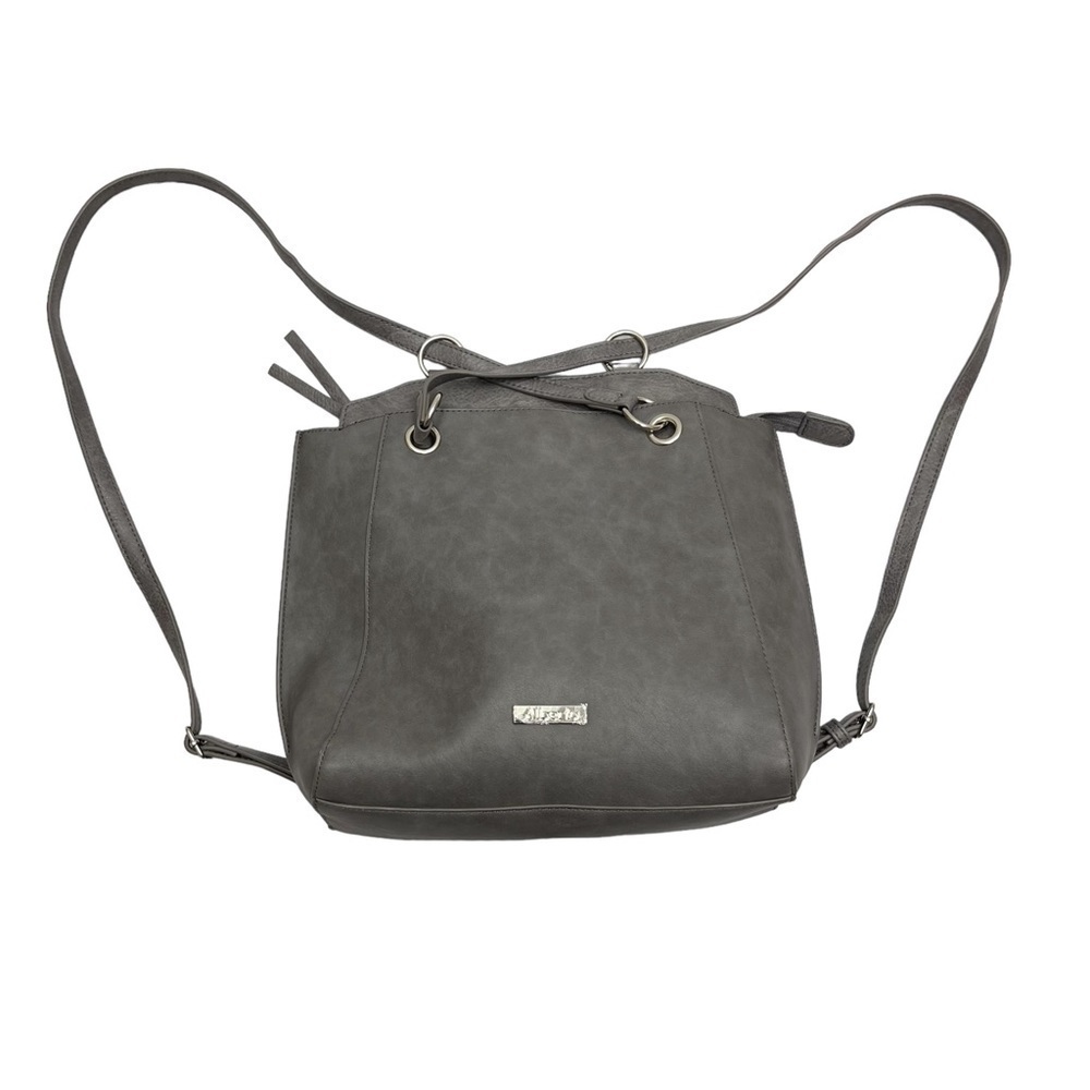 ALBERTO backpack purse 2 in 1 shoulder bag grey vegan leather